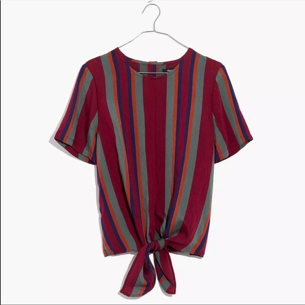 Madewell -Button-Back Tie Tee in Rosalinda Stripe